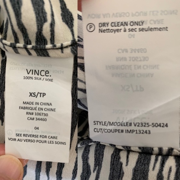 LIKE New, VINCE Black and Cream 100% Silk Shift with Pockets Dress, XS - Picture 9 of 16